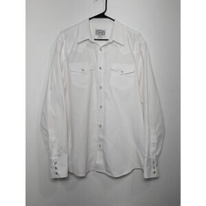 Men's Gibson White Long-Sleeve Western-Style Snap Shirt Size XL